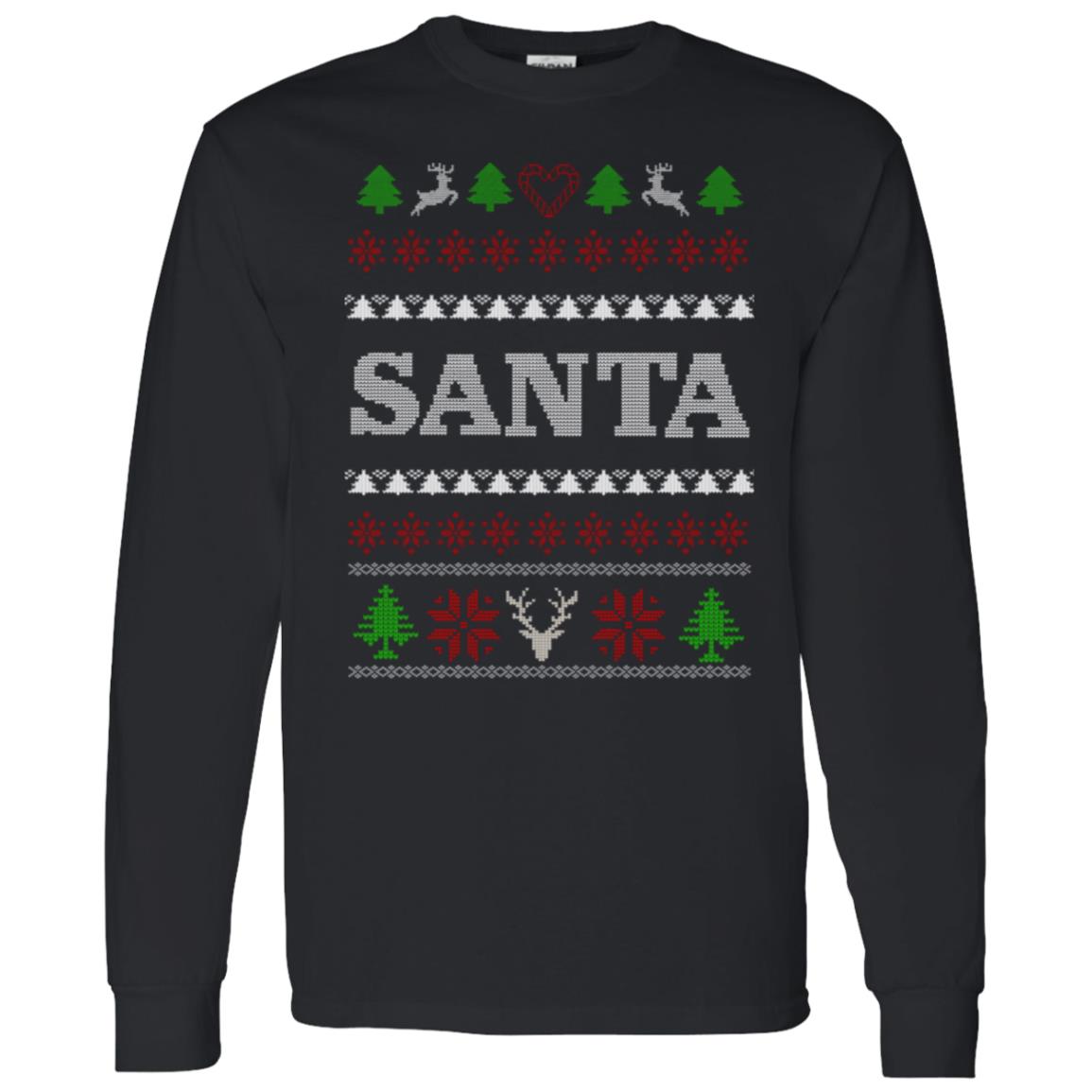 Ugly Christmas Tshirt - Long Sleeve - Black -for Him