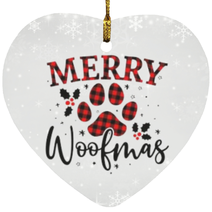 Merry Woofmas -  Heart Ornament