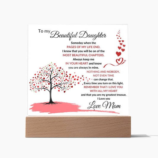 To My Beautiful Daughter - Love You With All My Heart - Acrylic Square Plaque