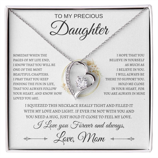 To My Precious Daughter - Always Keep Me In Your Heart - Love Mom - Heart Necklace