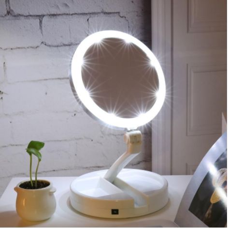 LED Lighted Folding Vanity Travel Mirror